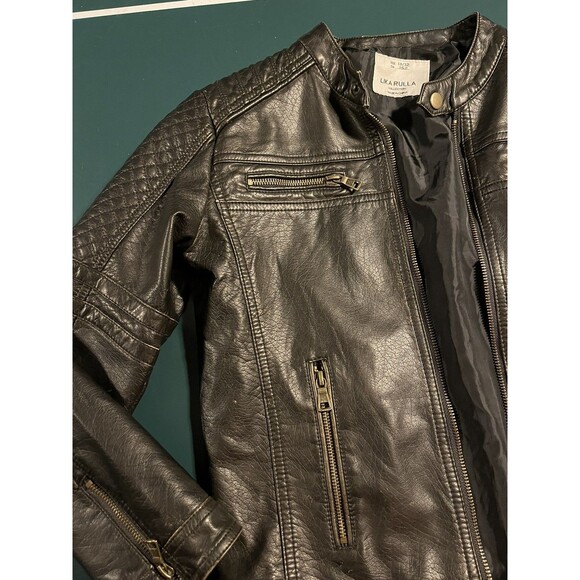 Lika Rulla Collection Kids Youth Faux Leather Jacket Coat Sz 11/12 Zipper Brown - Picture 4 of 7